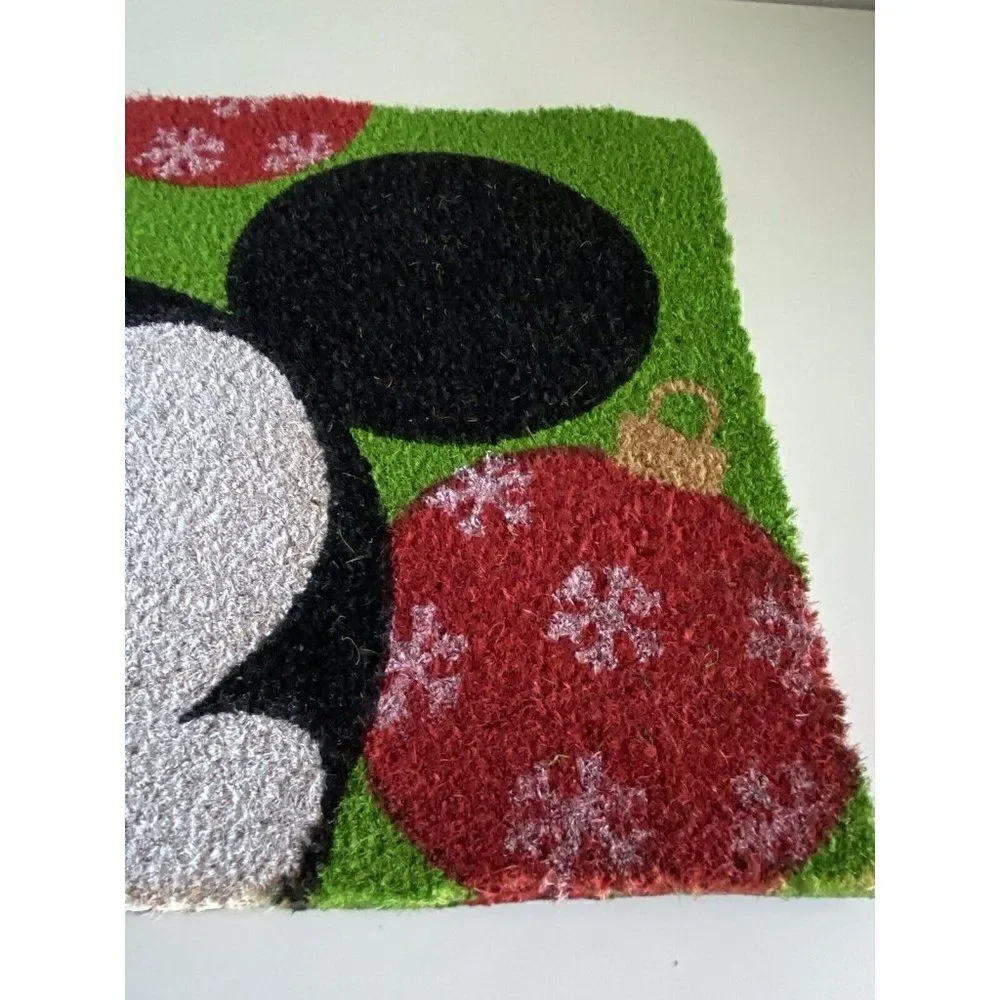 Disney Mickey Mouse Christmas Holiday Ornaments Coir Door Mat 18x28” Outdoor NEW